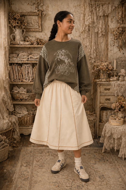 OversizedWestern Graphic Knit Top