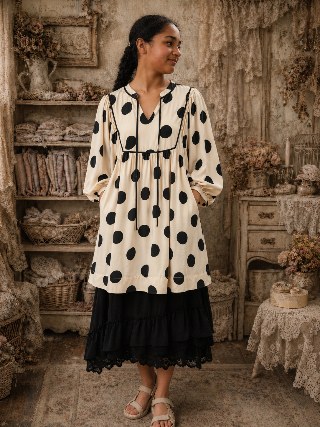 Polka dot tunic dress