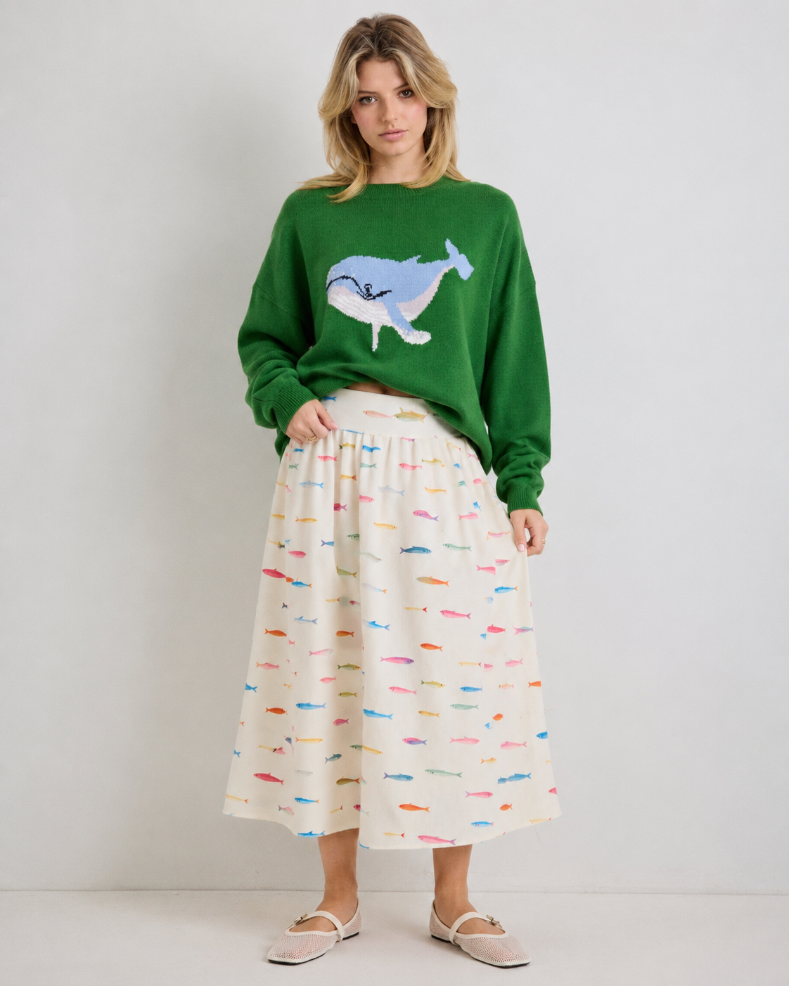 whale hello there sweater Tarrah fit