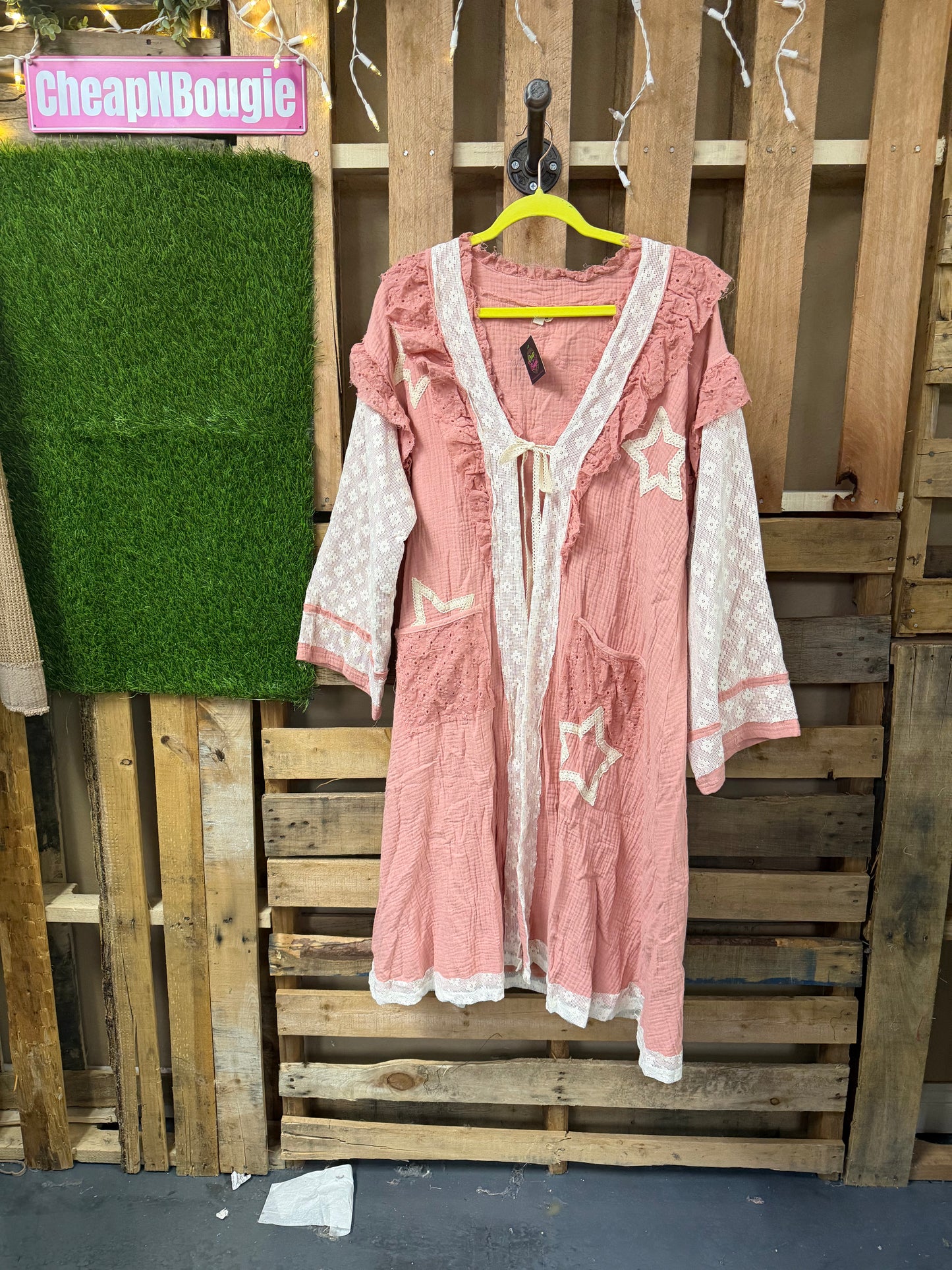 PINK STAR LONG CARDIGAN