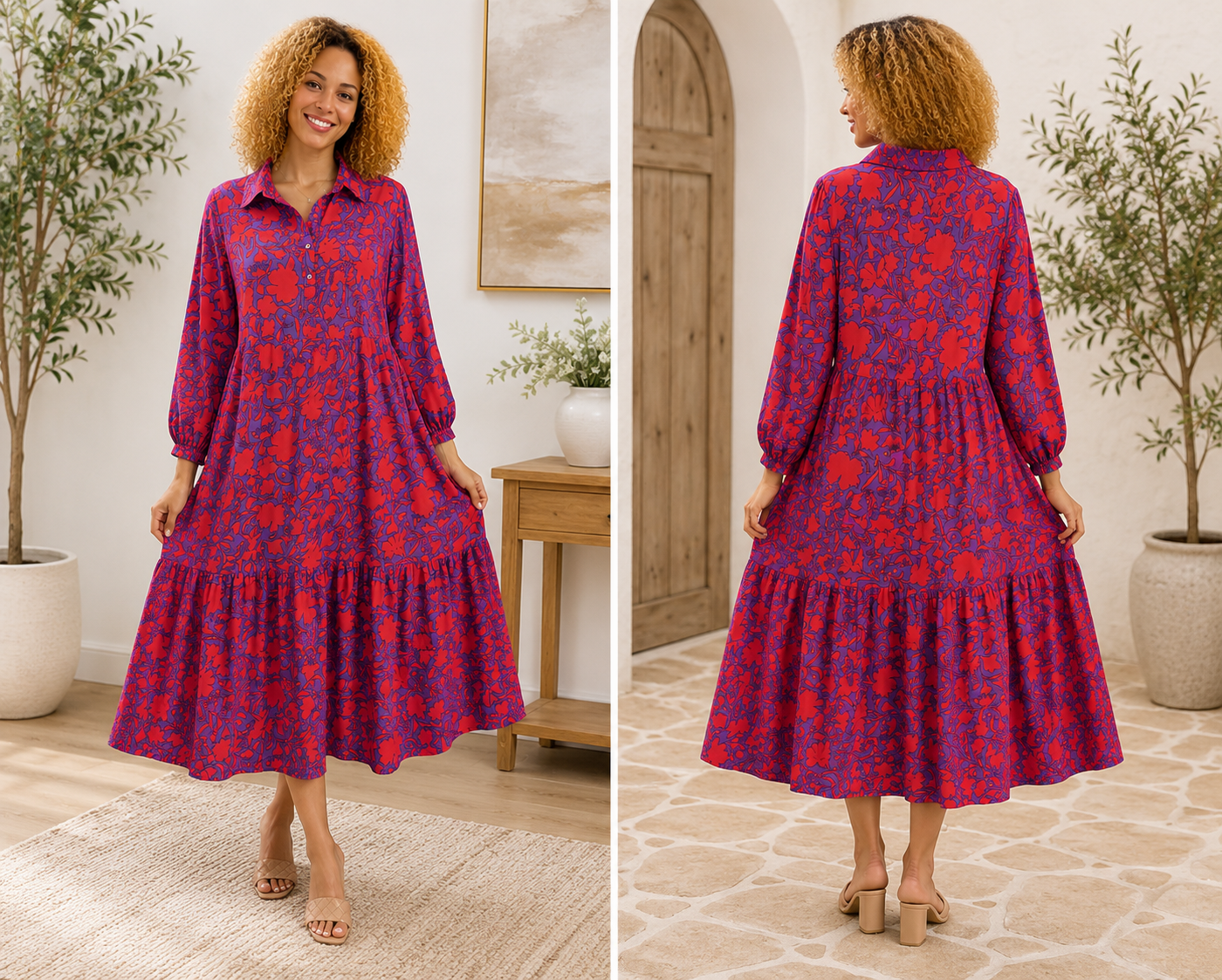 Royal Crimson Bloom Dress
