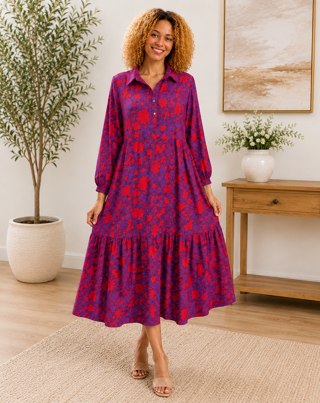Royal Crimson Bloom Dress