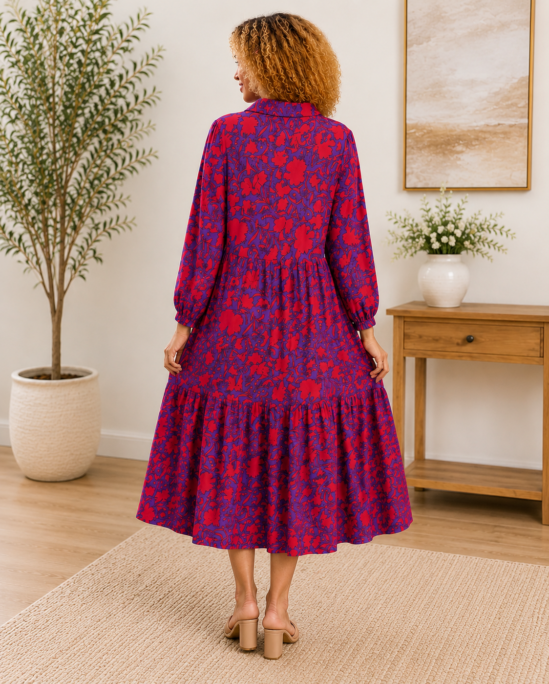 Royal Crimson Bloom Dress