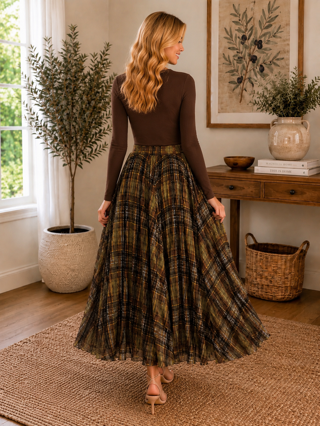 Autumn Woodland Plaid Skirt
