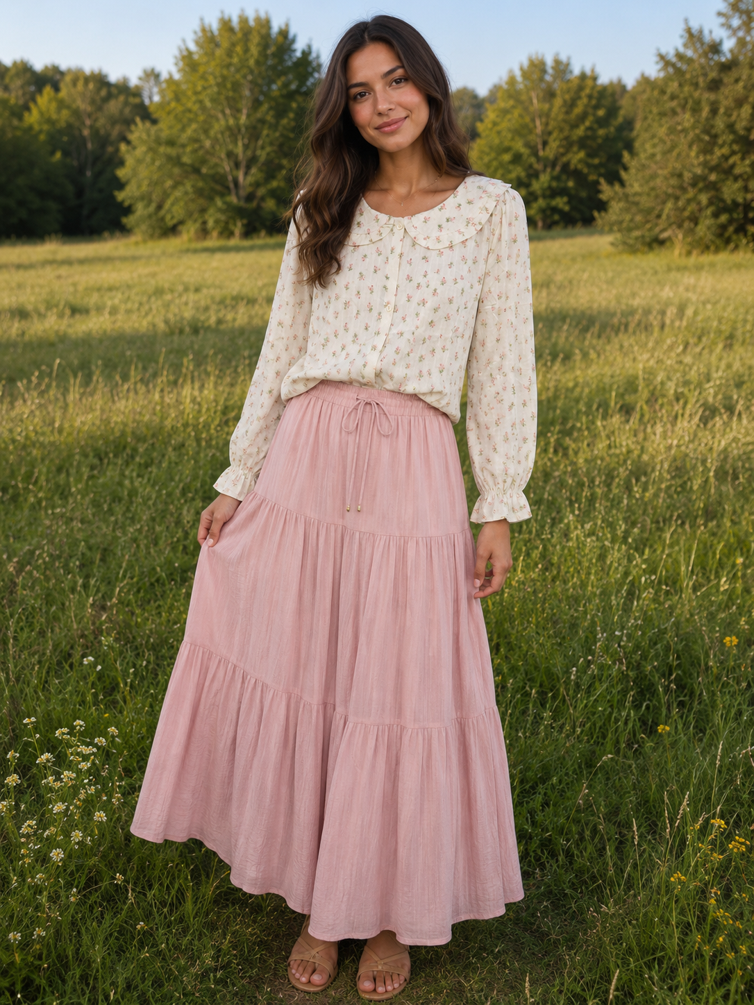 Blush Meadow Collar Top