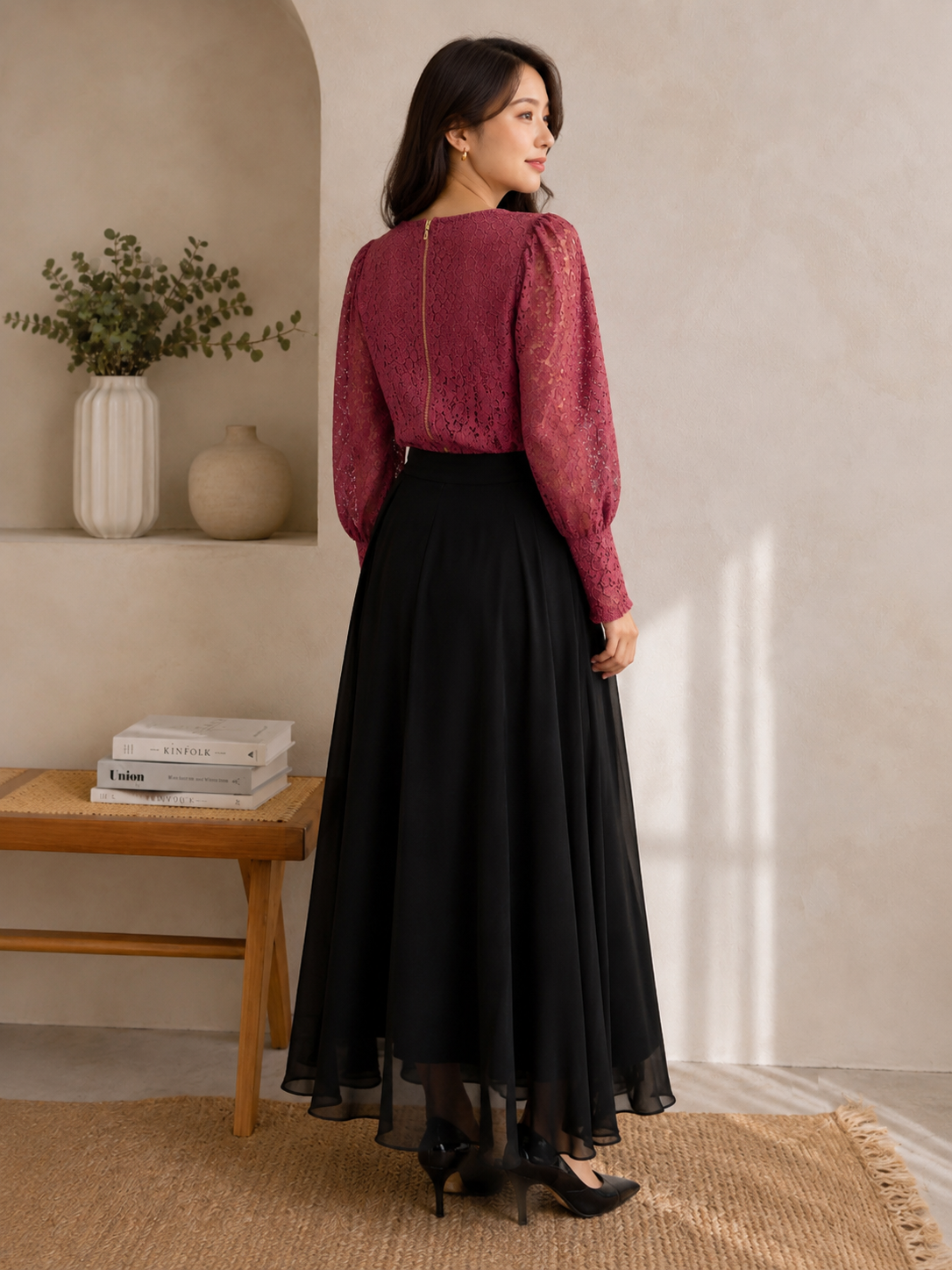 Burgundy Blossom Top
