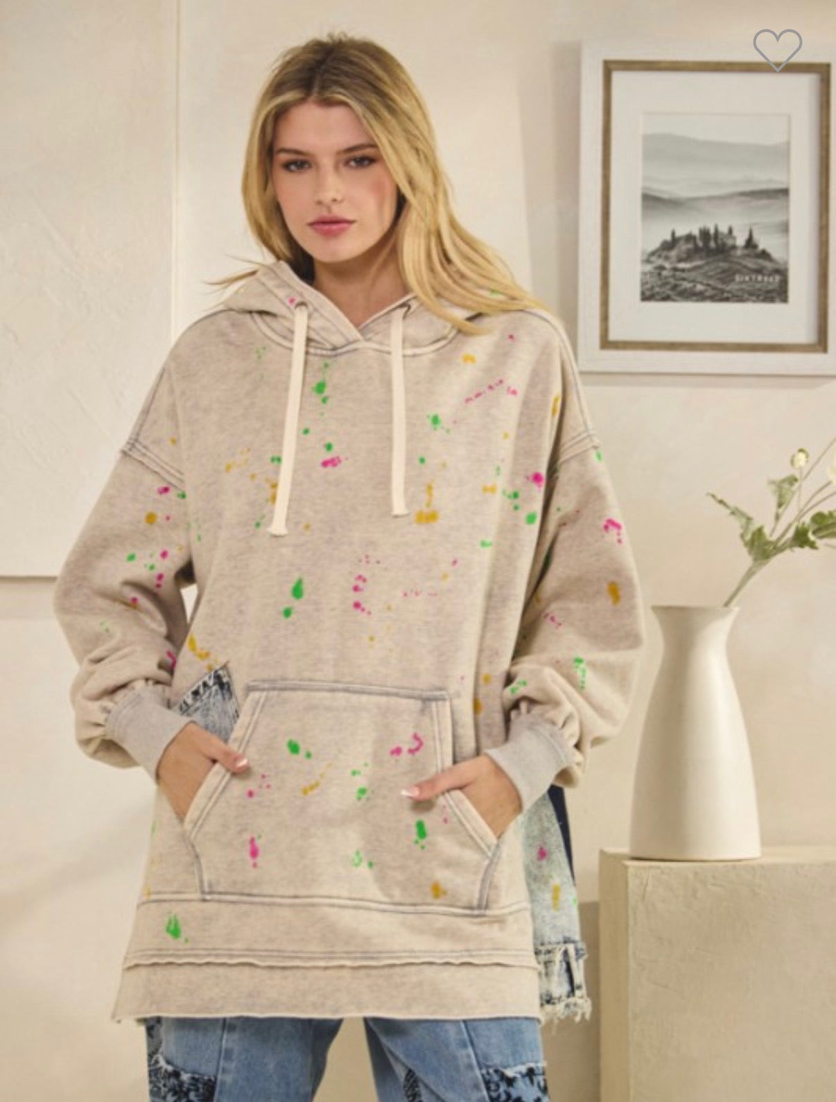 Denim Patch Hoodie Splatter