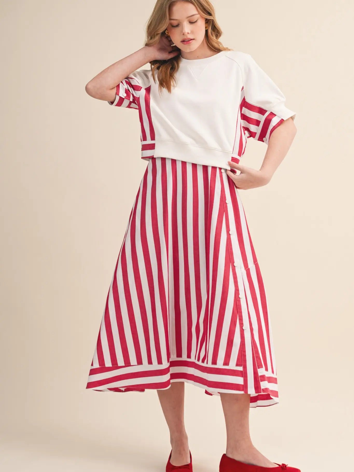 The Coastal Firecracker Midi Dress Red