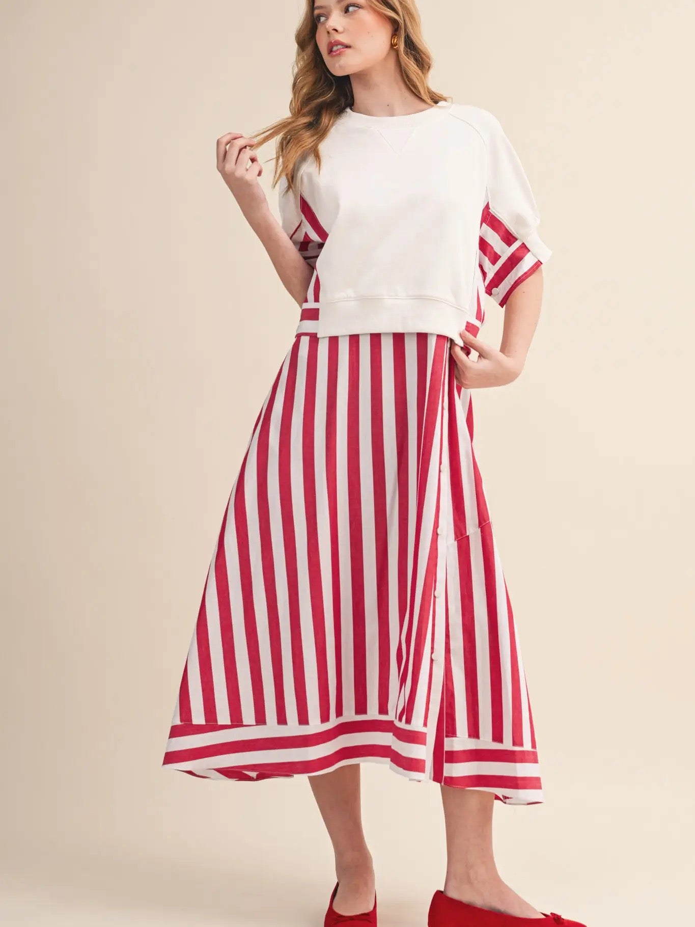 The Coastal Firecracker Midi Dress Red