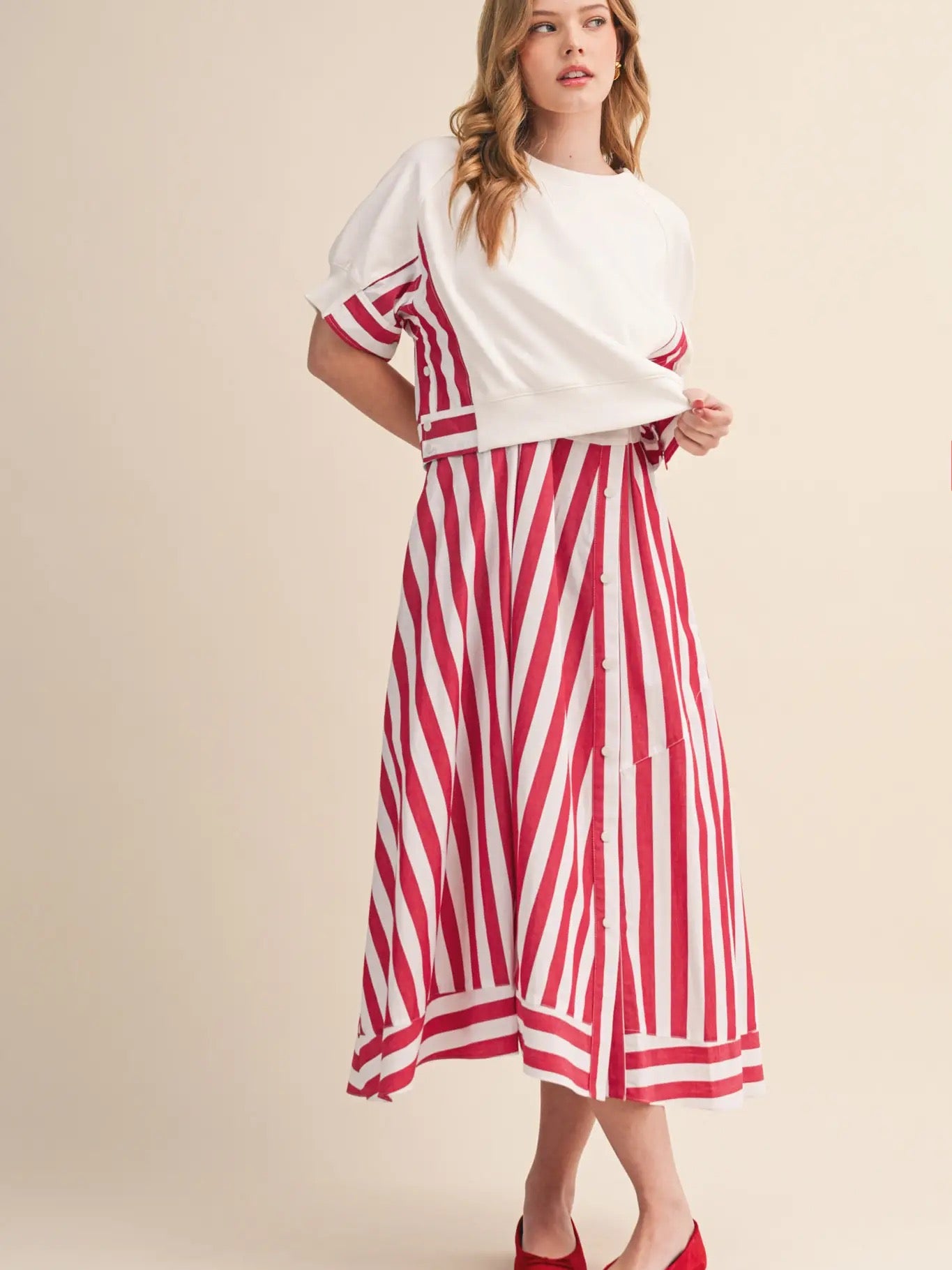 The Coastal Firecracker Midi Dress Red