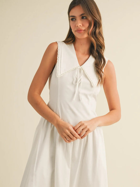 The Layered Grace Midi Dress White
