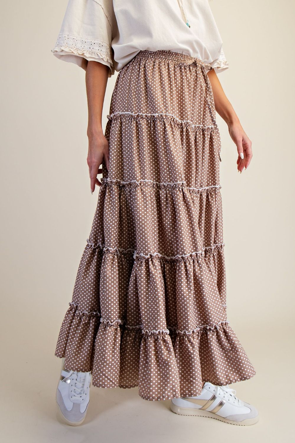 Brown sugar belle polka dot skirt