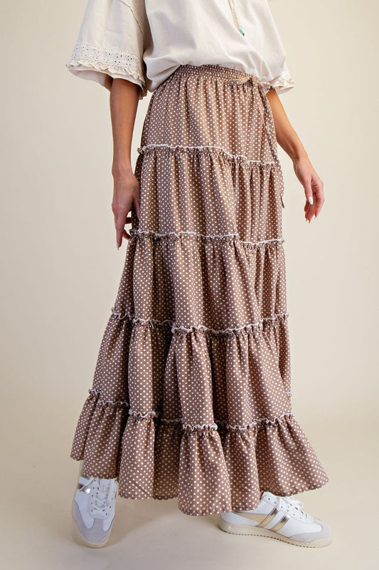 Brown sugar belle polka dot skirt