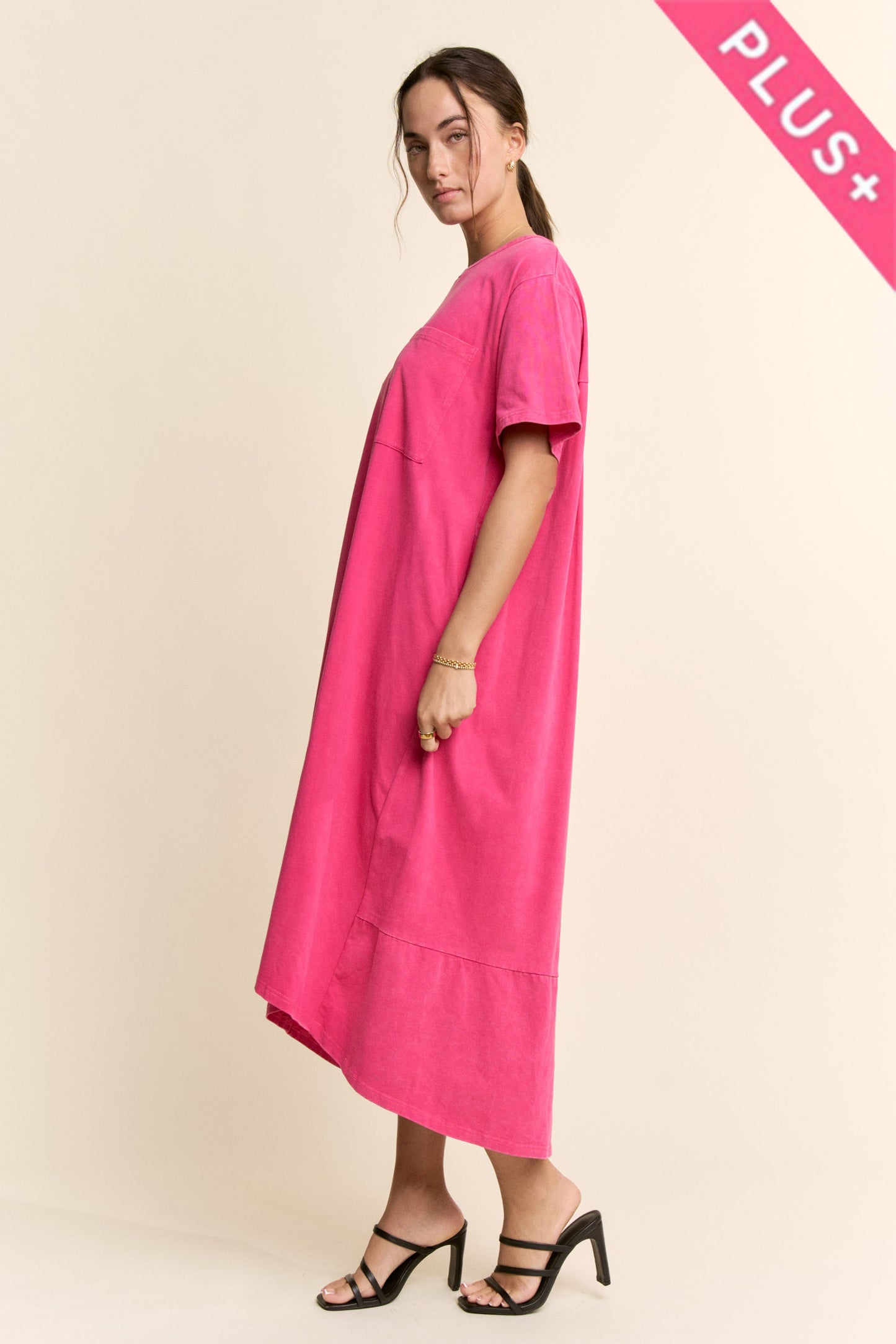 BOUGIE PINK TSHIRT PLUS DRESS
