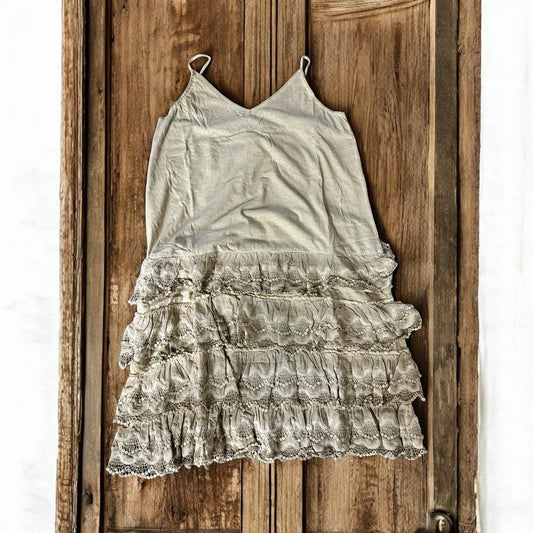 Vintage Lace Ruffle Slip Dress