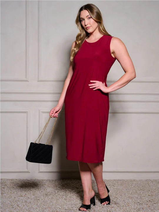 SLEEVELESS TUNIC SOLID MIDI DRESS