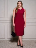 SLEEVELESS TUNIC SOLID MIDI DRESS