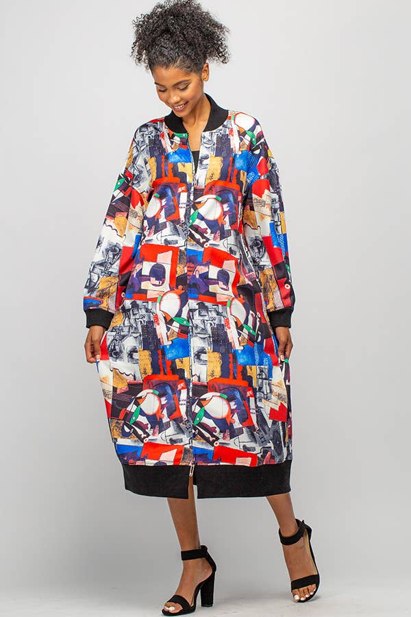 OVERFITTING LONG FASHION JACKET WITH POCKETS