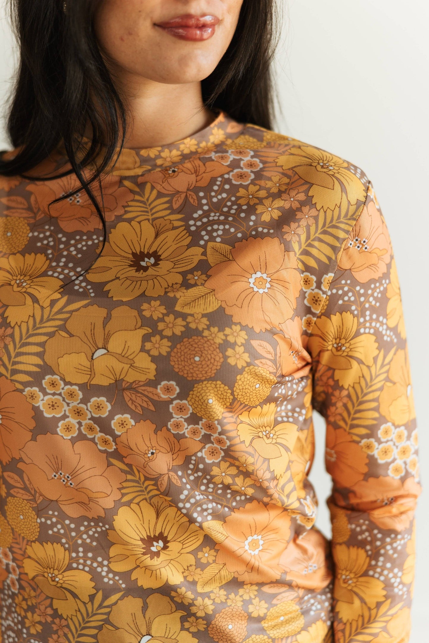 TH1221 S157 VINTAGE FLORAL MESH TOP ( 1 Piece)