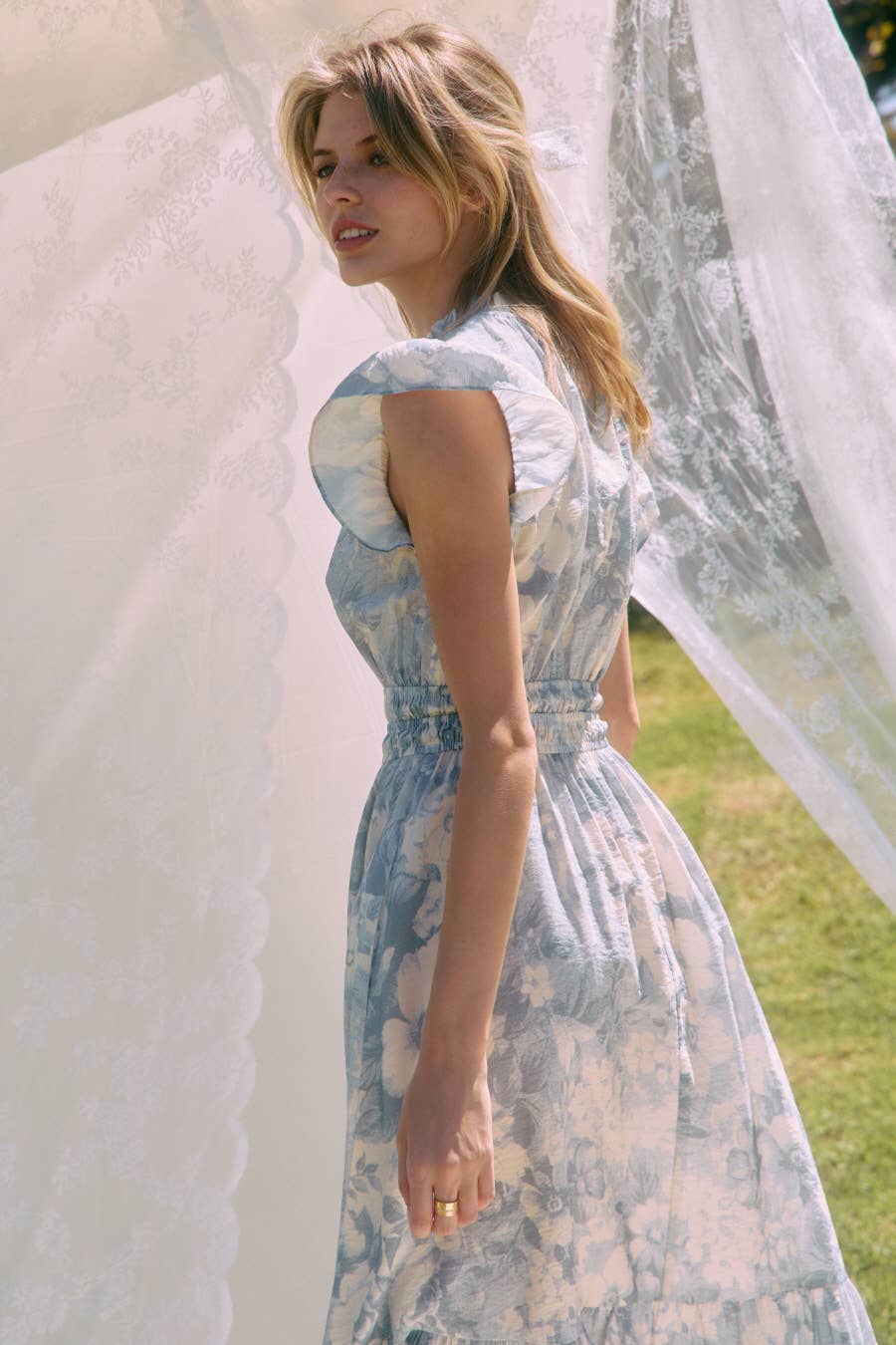 Plus Floral Tiered Midi Dress