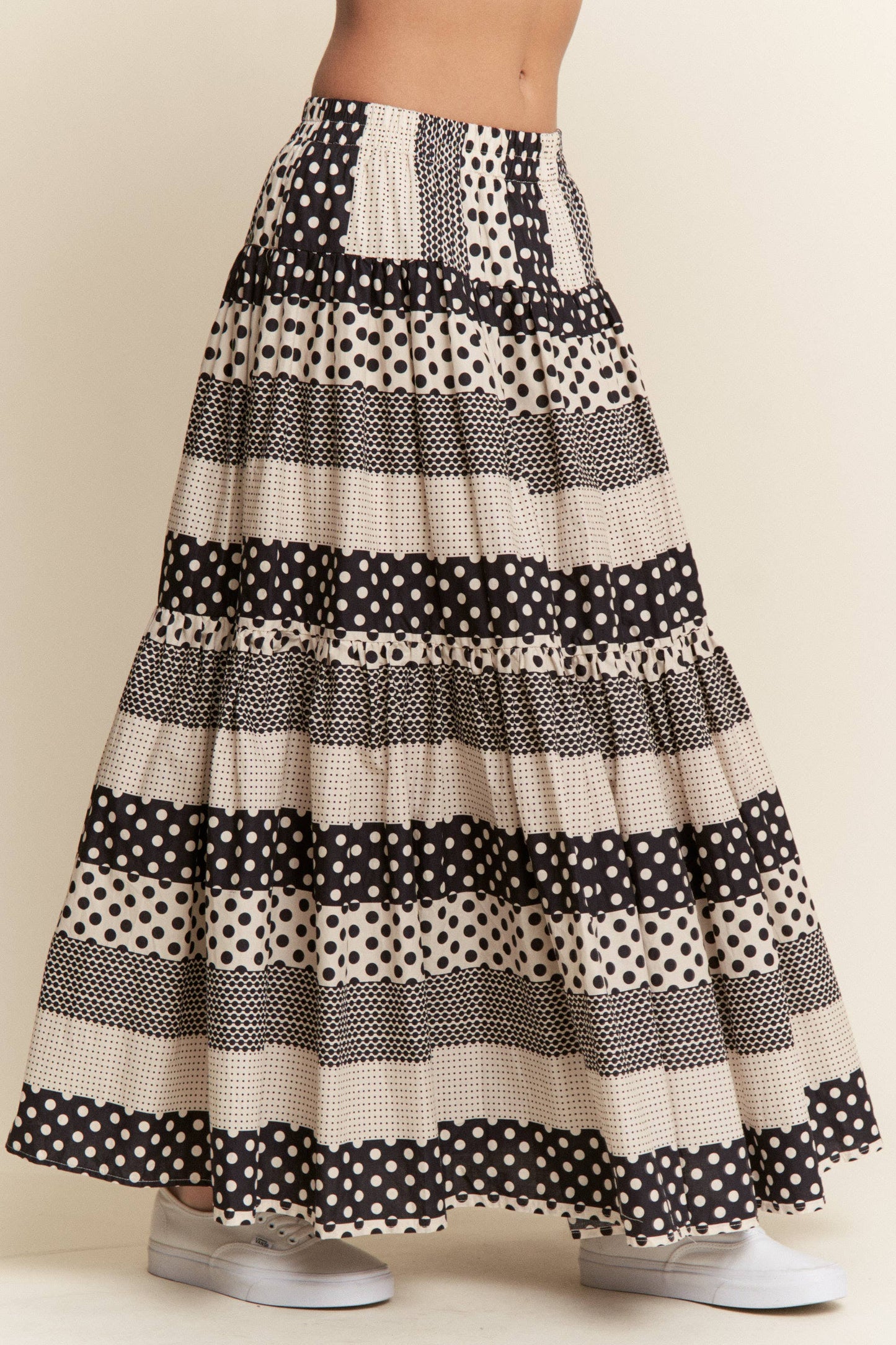 Polkadot Tiered Maxi Flowy Skirt