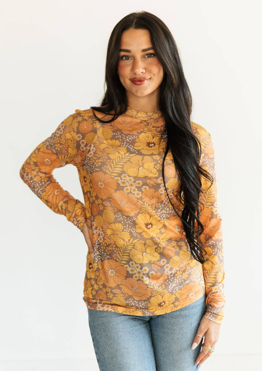 TH1221 S157 VINTAGE FLORAL MESH TOP ( 1 Piece)