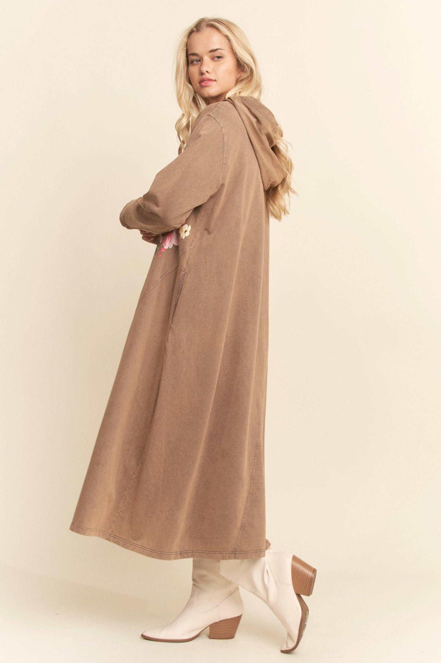 PLUS MINERAL FLORAL BUTTERFLY HOODIE MIDI DRESS