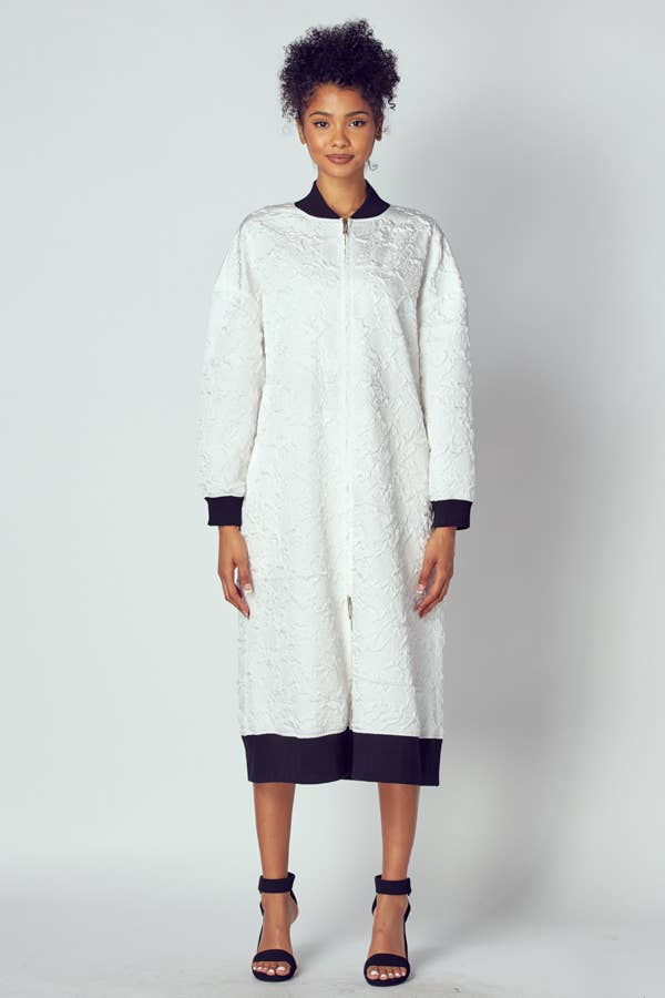 EMBOSSED JACKET WITH TWO WAY ZIPPER