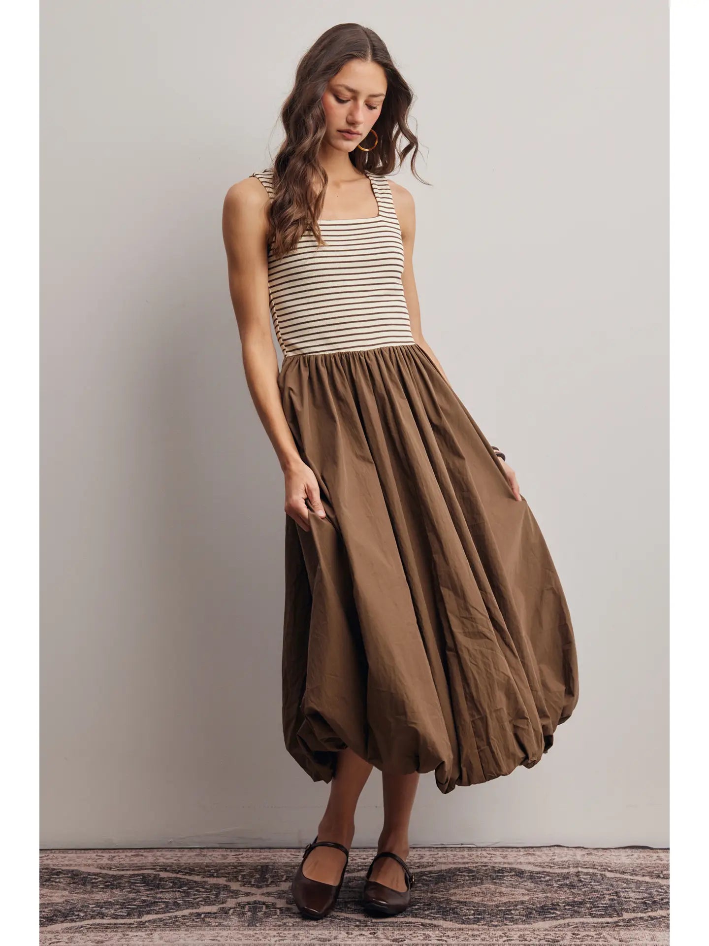 Dark of Night Striped Bubble Dress