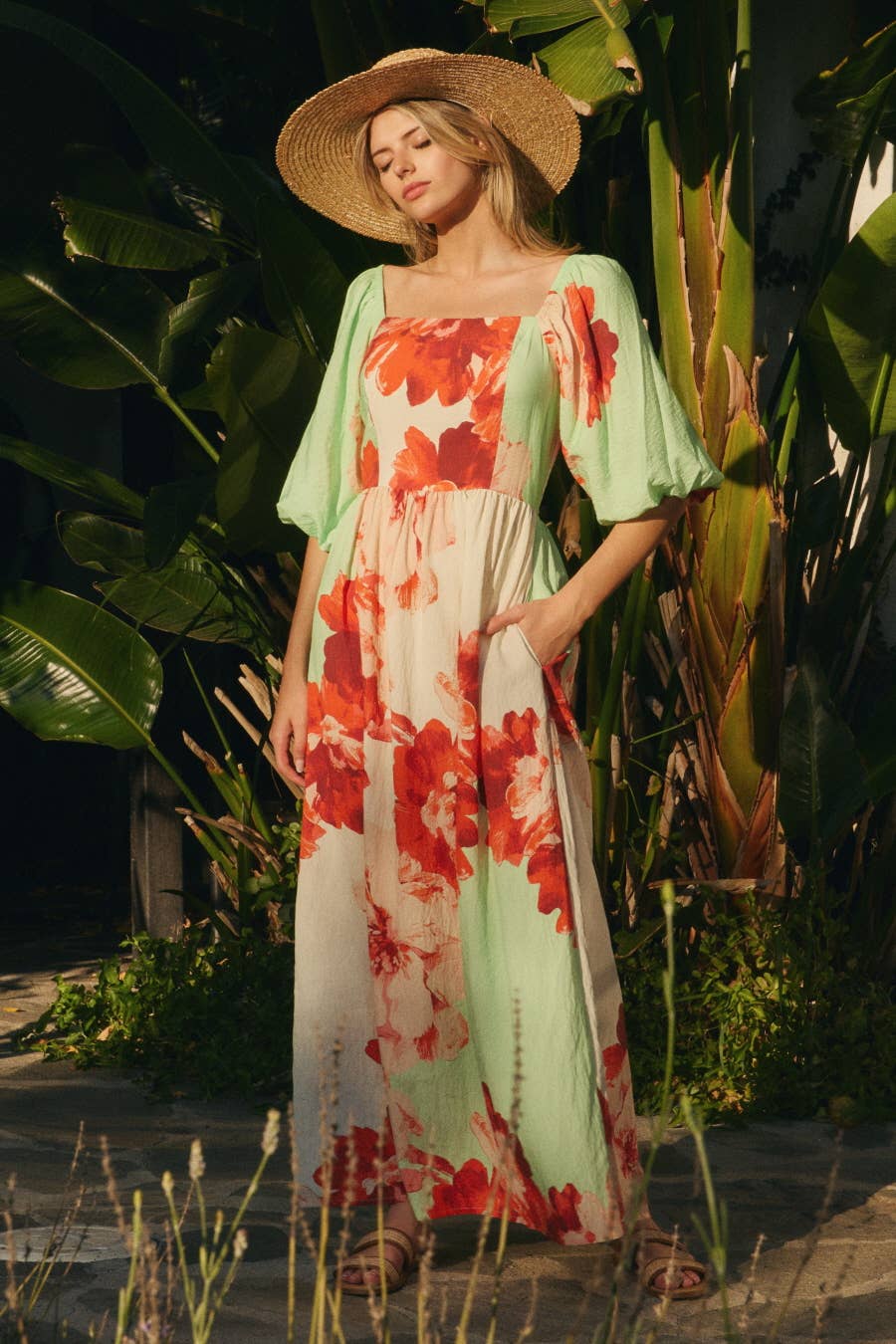 Plus Big Floral Printed Maxi Dress