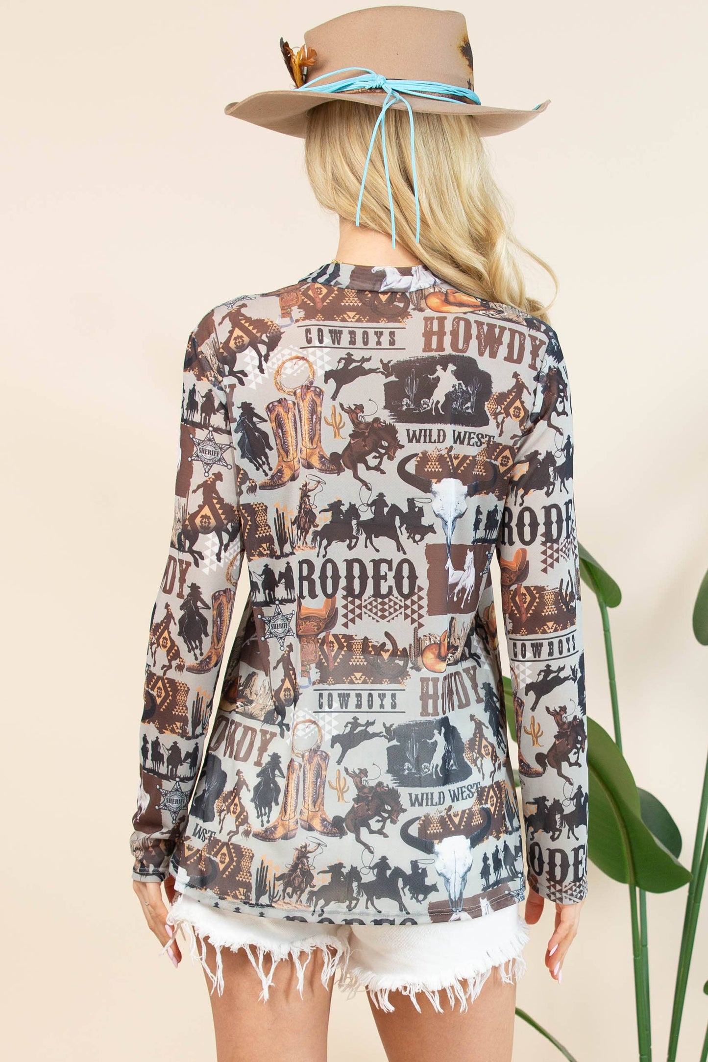 AV1230-AUBREY-6169 WESTERN RODEO SEMI SHEER MESH TOP