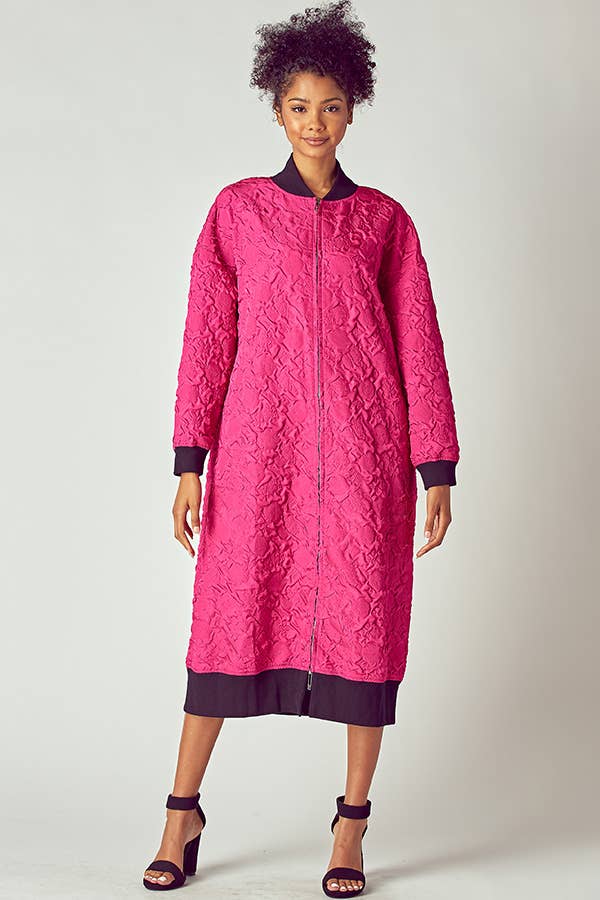 EMBOSSED JACKET WITH TWO WAY ZIPPER
