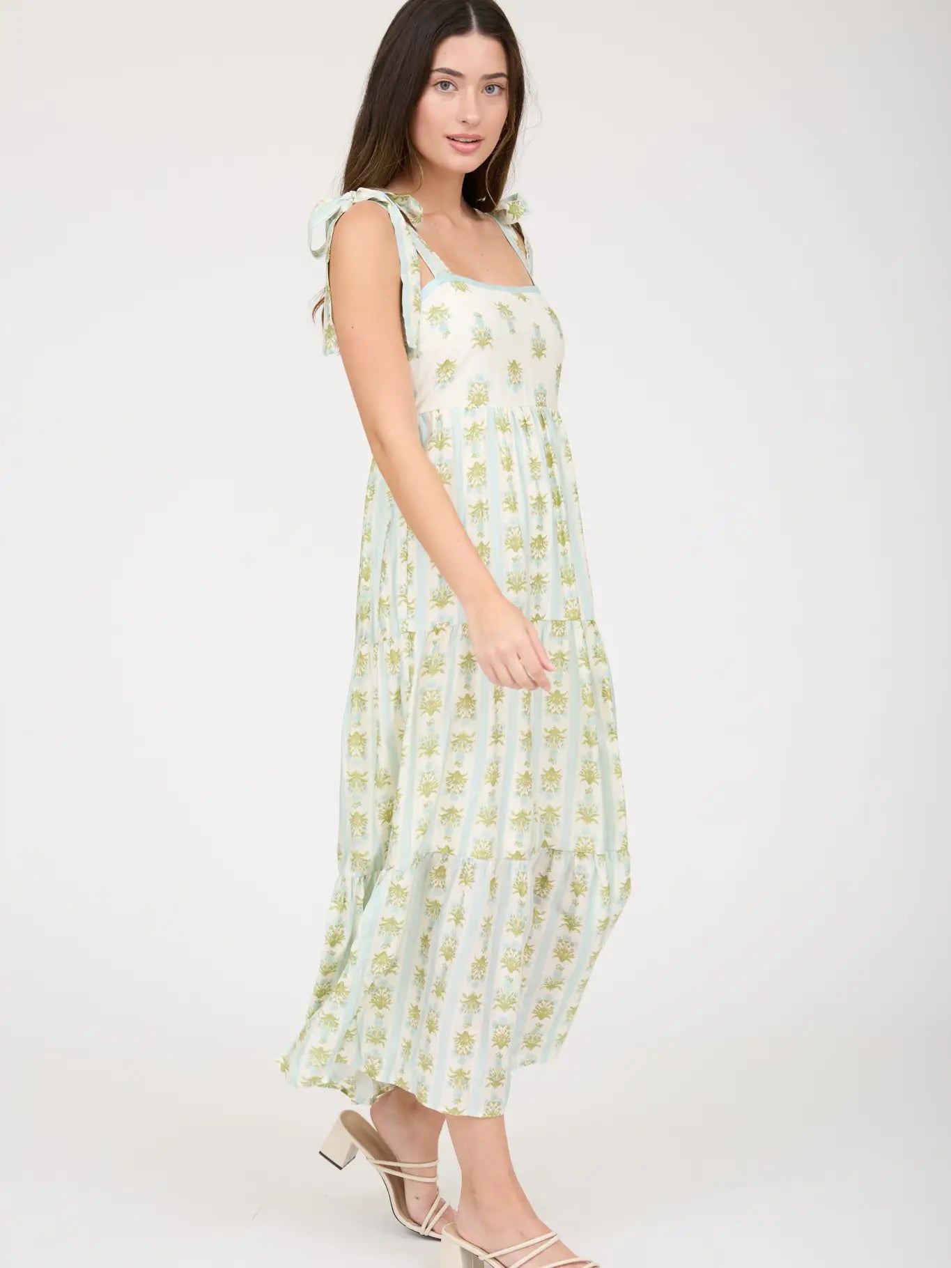 Garden Gingham Tie-Strap Maxi Dress