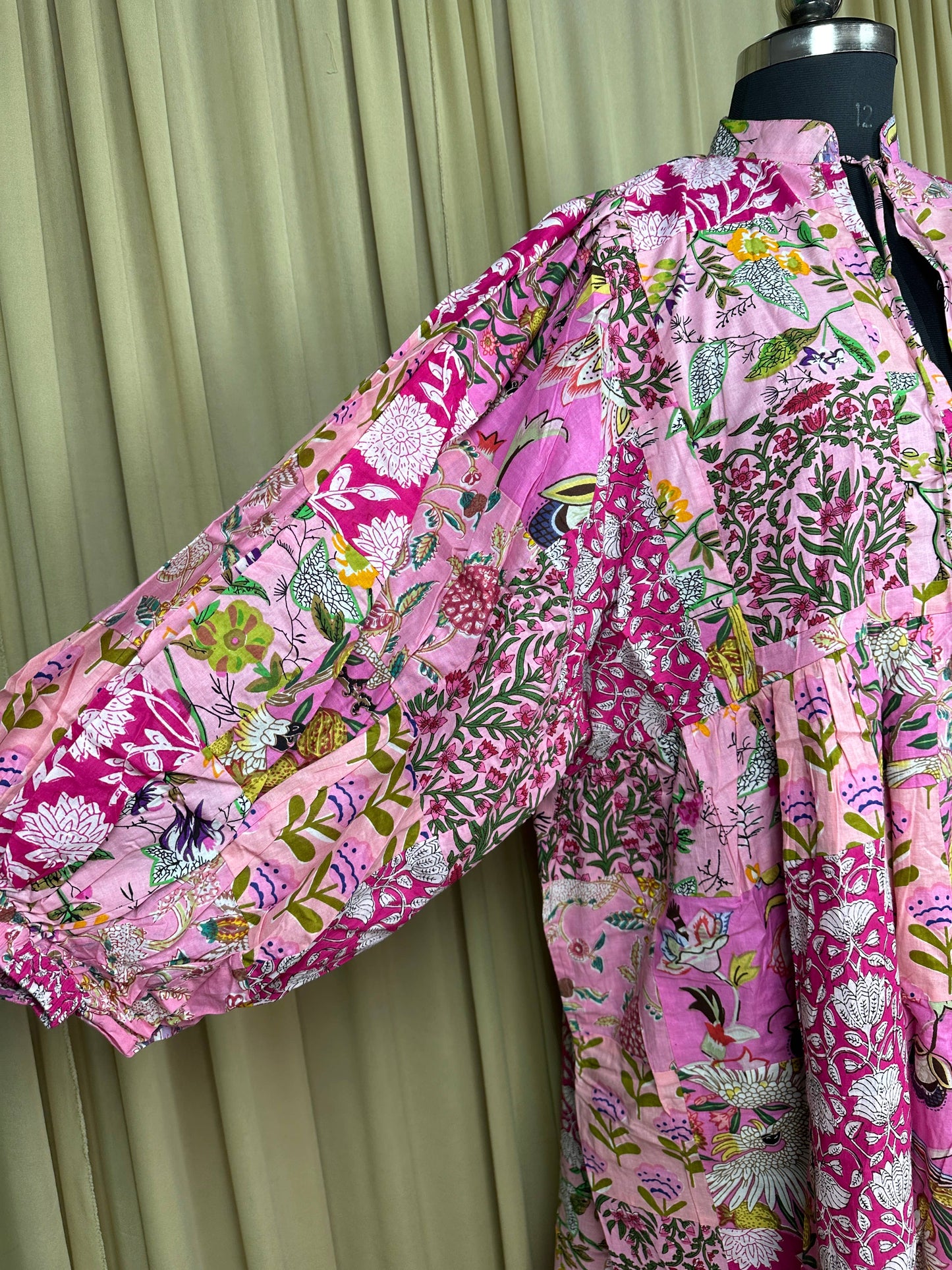PINK SHADES - Hand Patchwork Cotton Dress OneSize