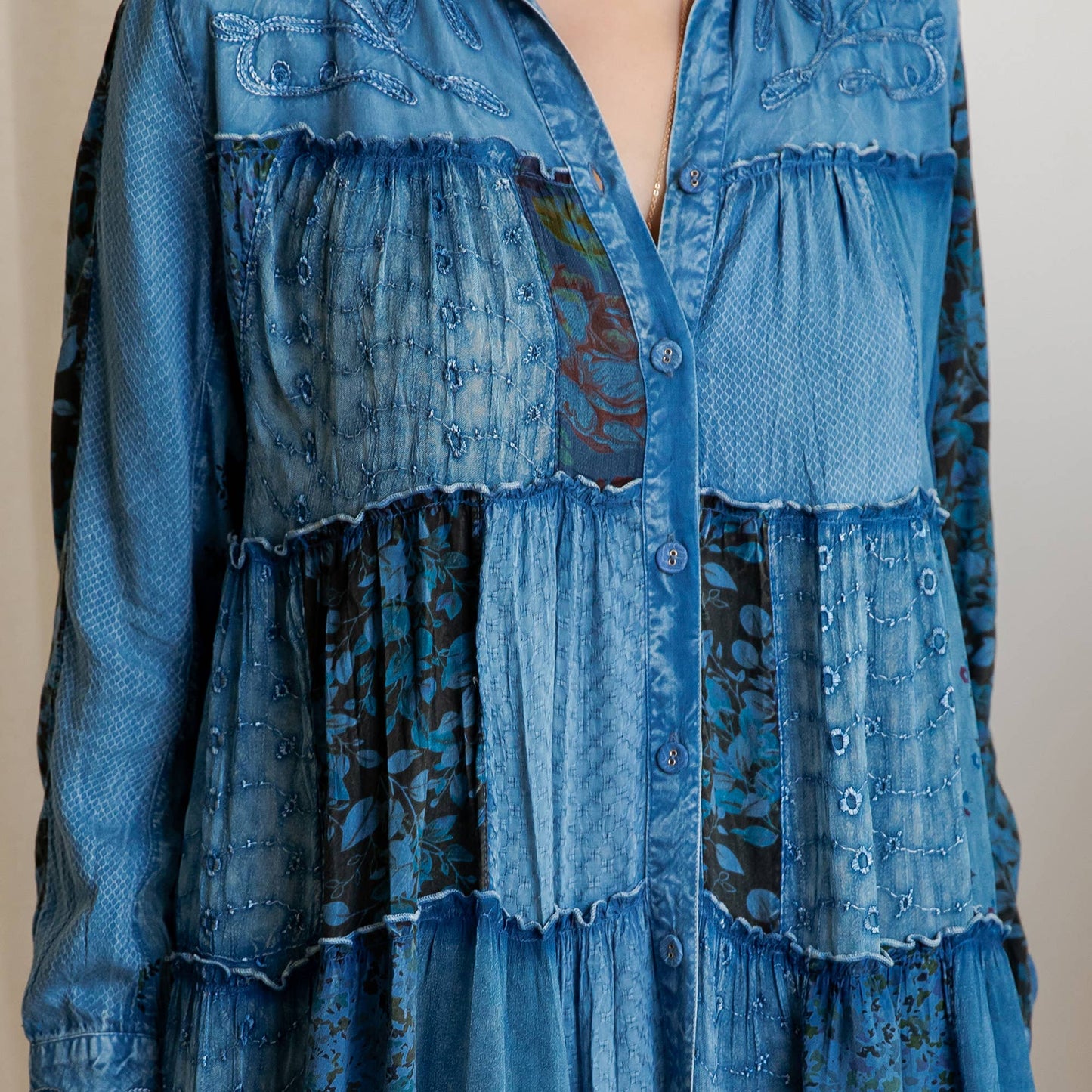 Artisan Embroidered Jhabla Shirt Dress PLUS