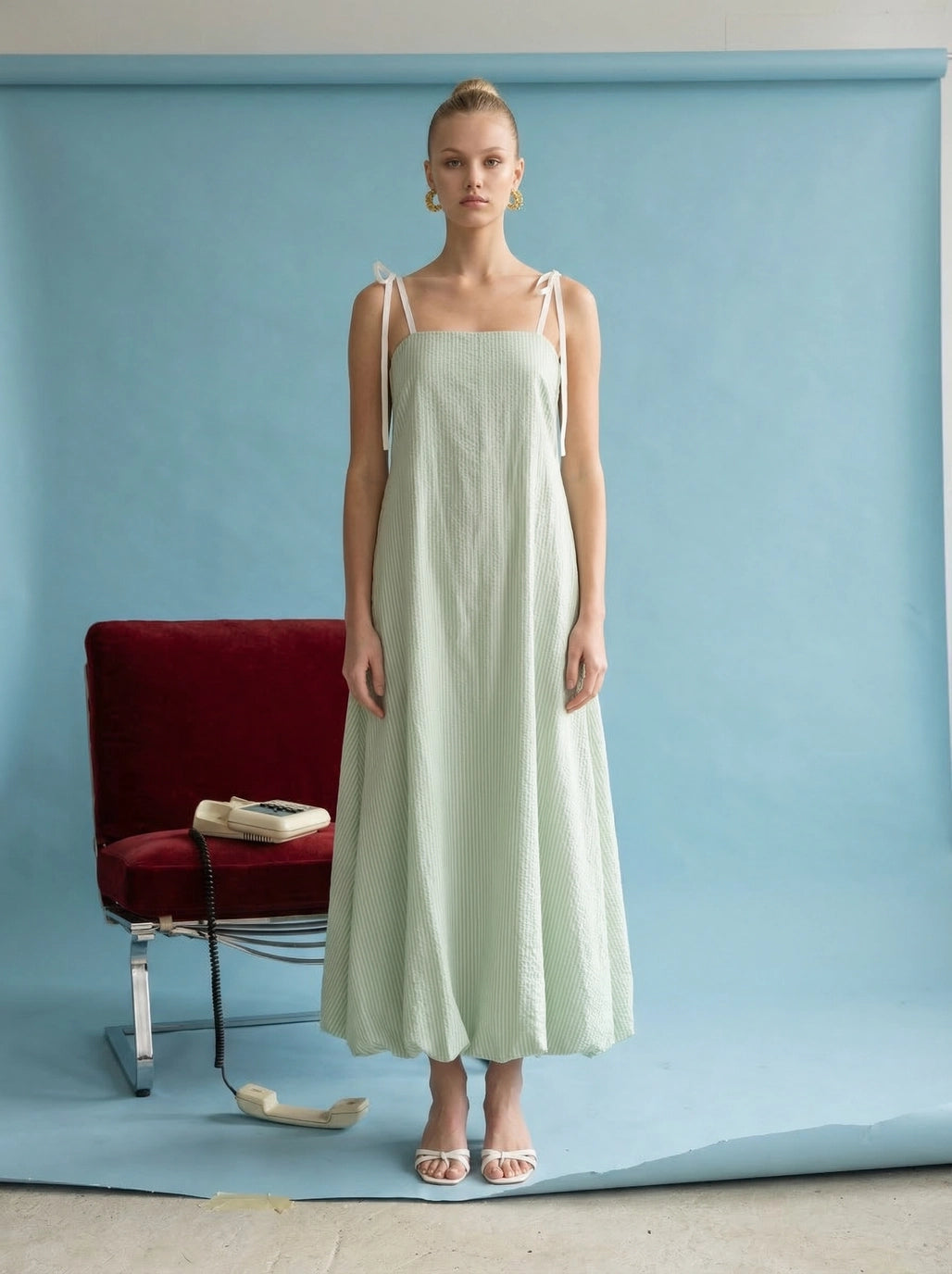 Sage Striped Bubble Maxi