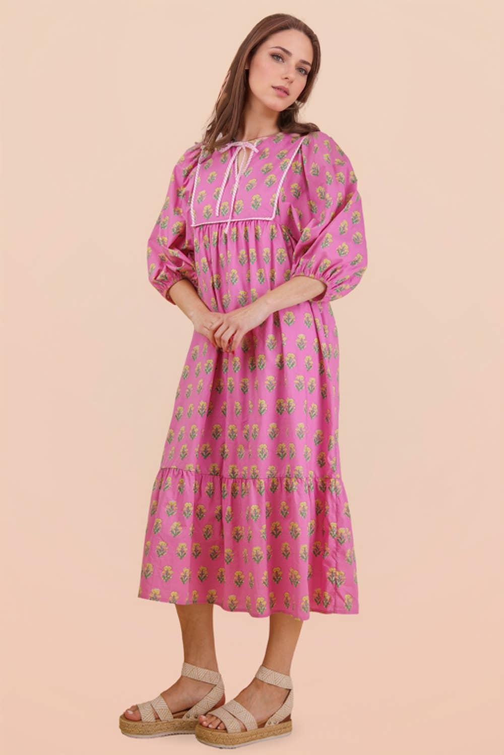 Printed Half Sleeve Midi Dress