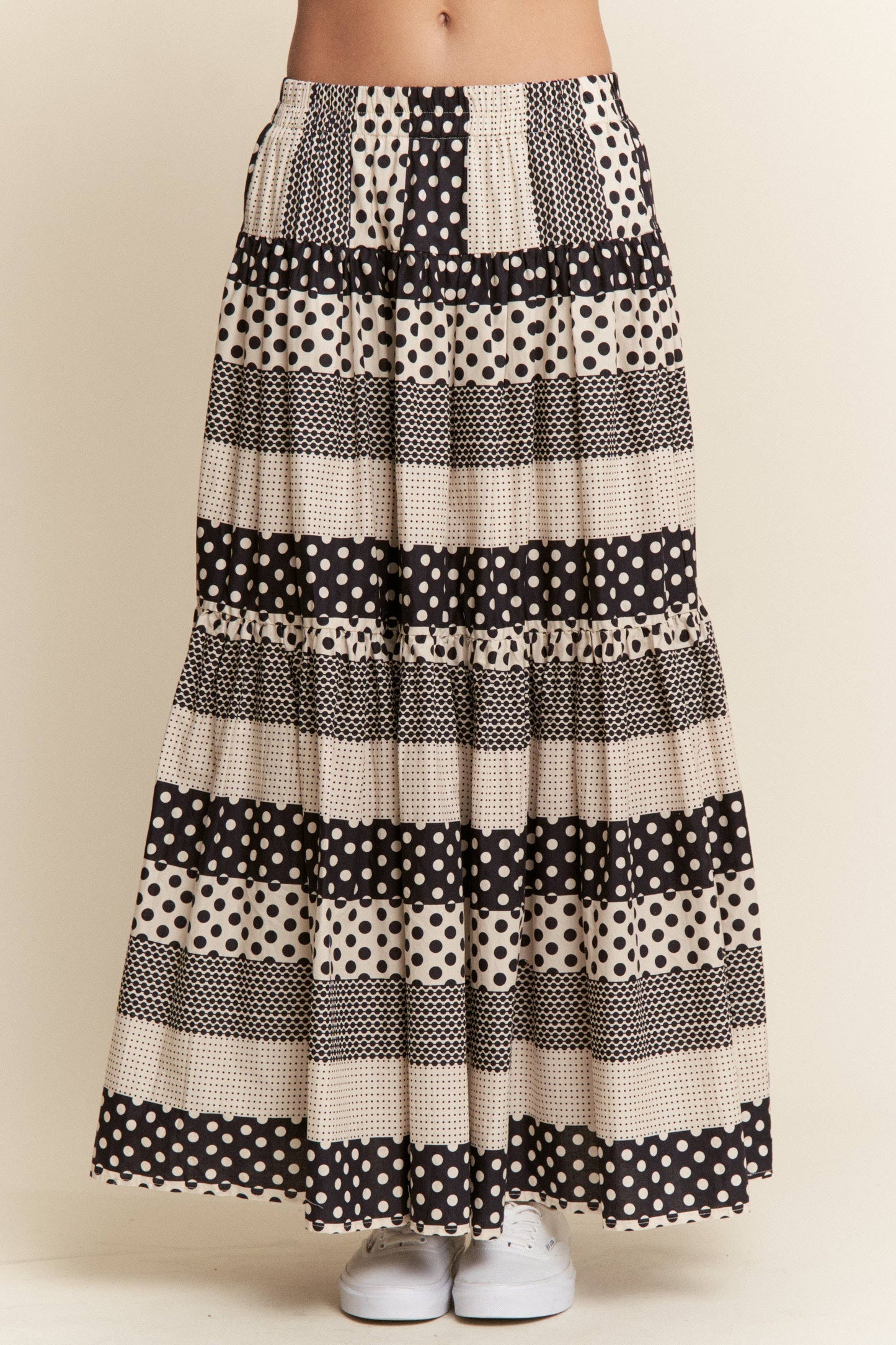 Polkadot Tiered Maxi Flowy Skirt