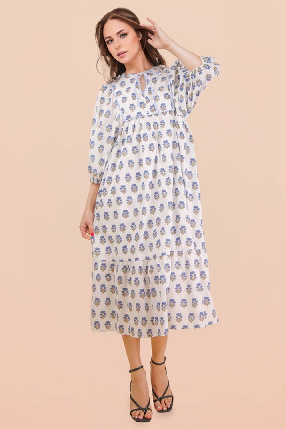 Printed Half Sleeve Midi Dress
