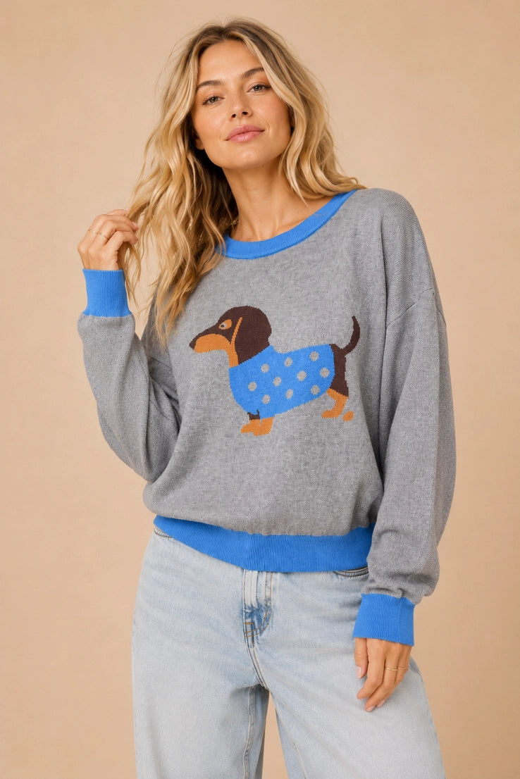 Dachshund Graphic Knit Sweater