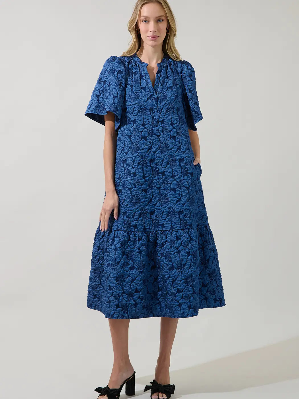 Midnight Beauty Textured Midi Dress
