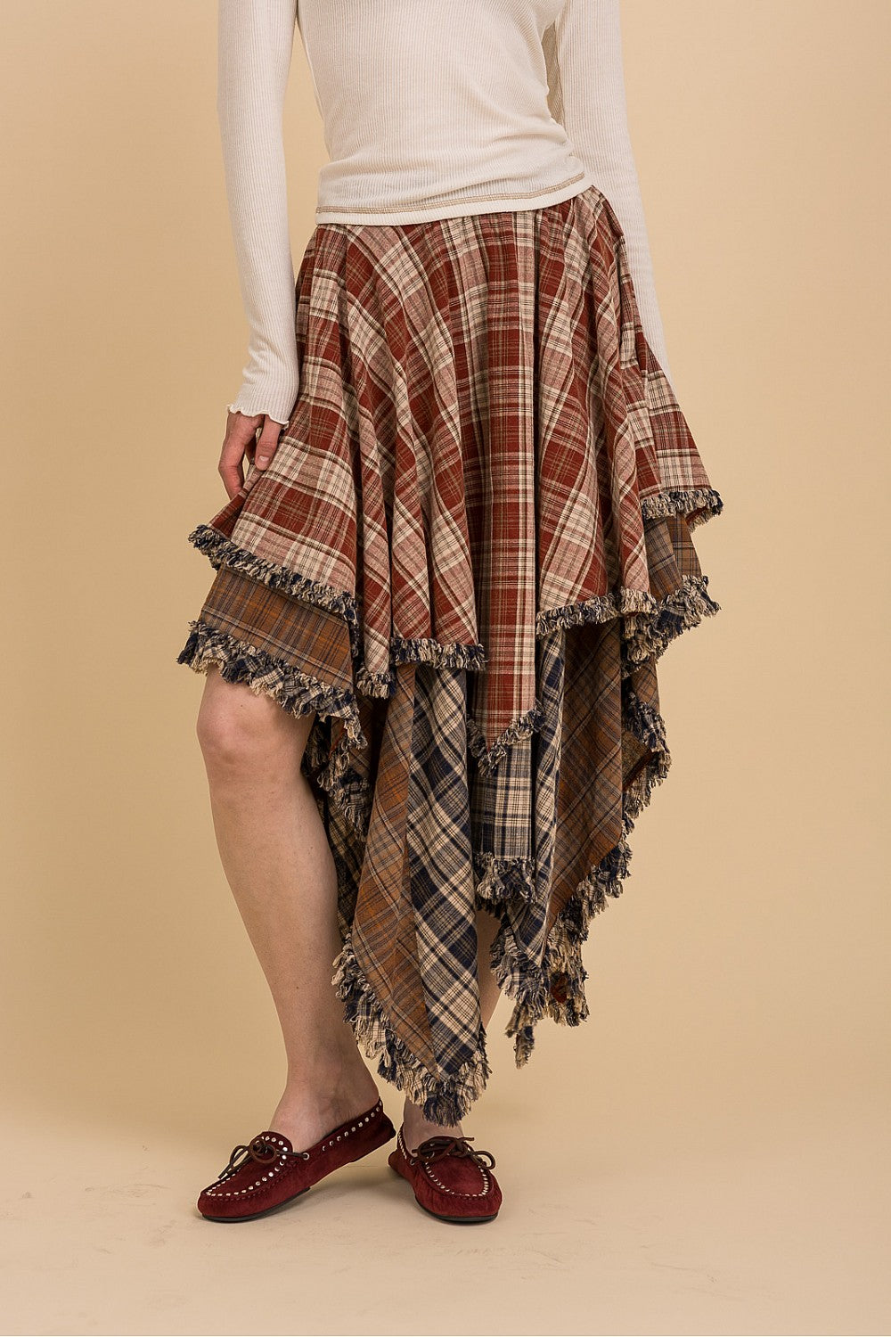 Boho-Chic Patchwork Multi-Tiered Skirt