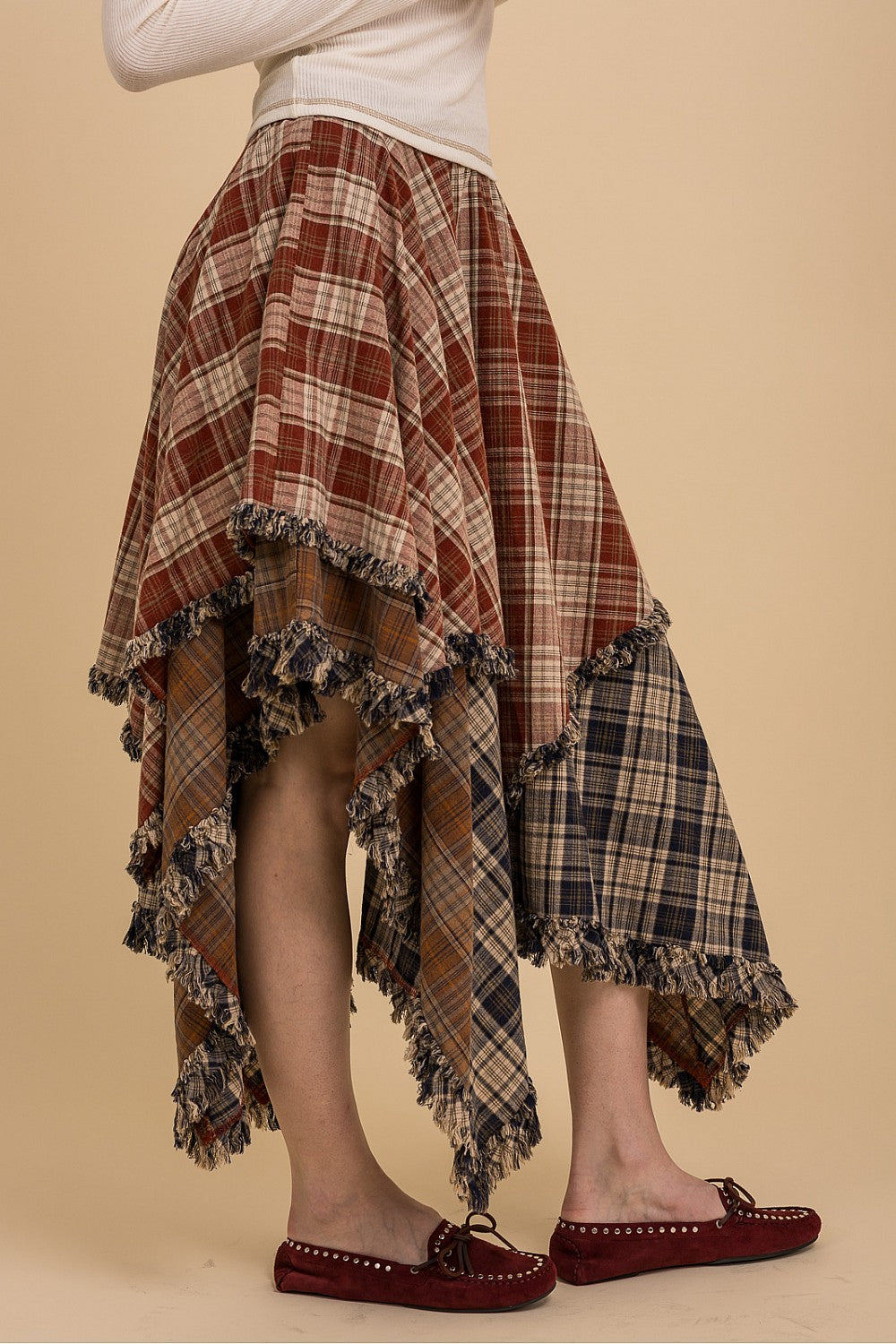 Boho-Chic Patchwork Multi-Tiered Skirt