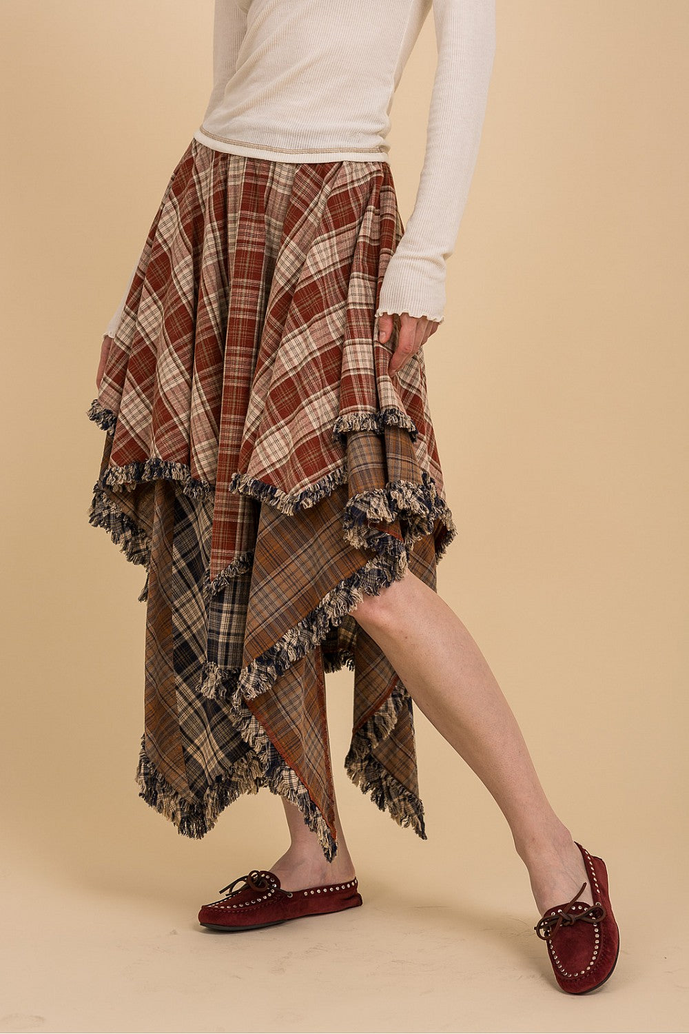 Boho-Chic Patchwork Multi-Tiered Skirt