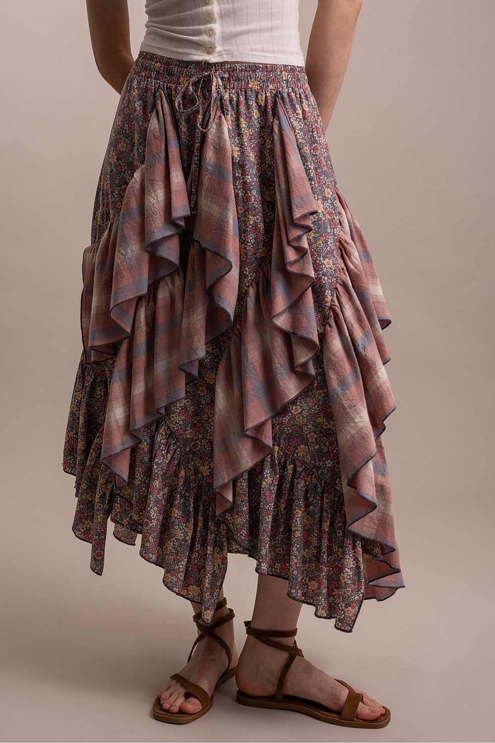 MULTI LAYERED ASYMMETRICAL RUFFLE SKIRT