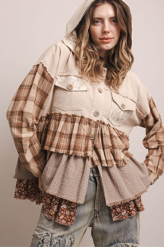 Cottagecore Tiered Plaid Shacket