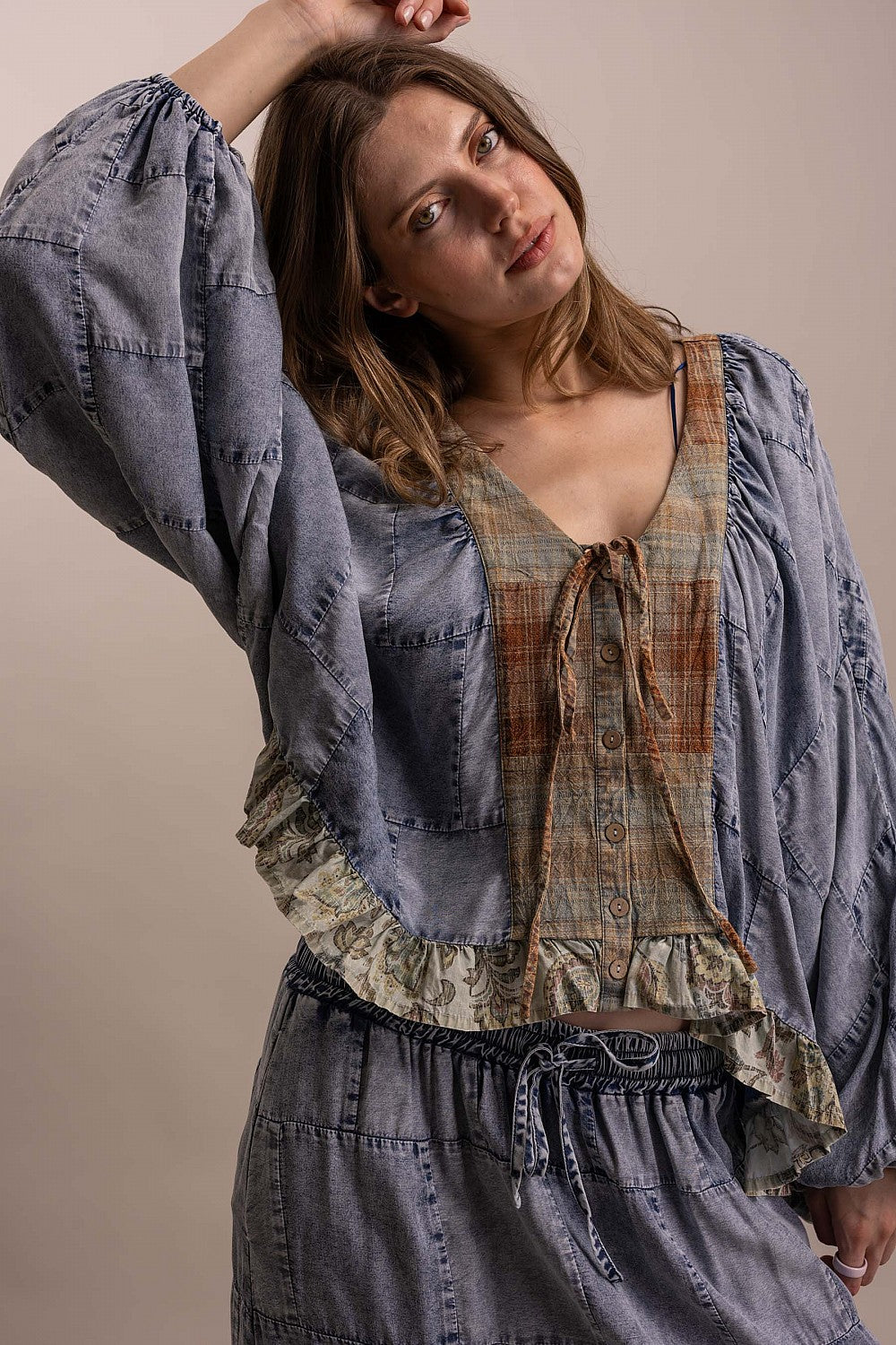 Patchwork Ruffle Top