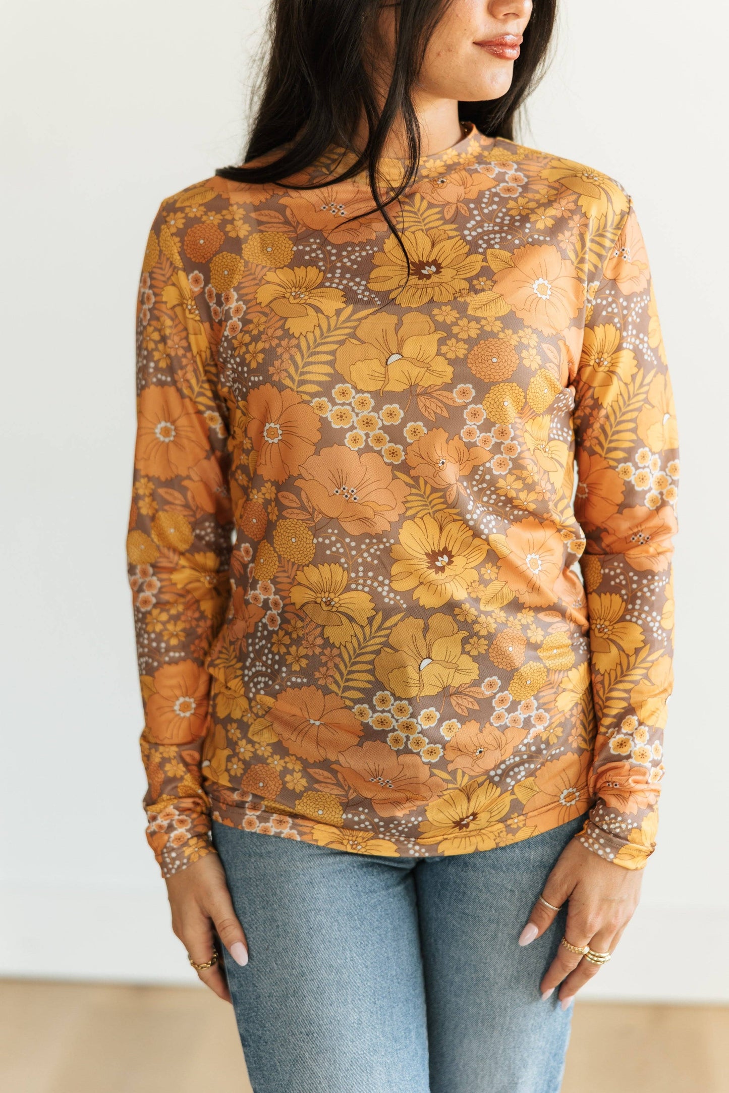TH1221 S157 VINTAGE FLORAL MESH TOP ( 1 Piece)