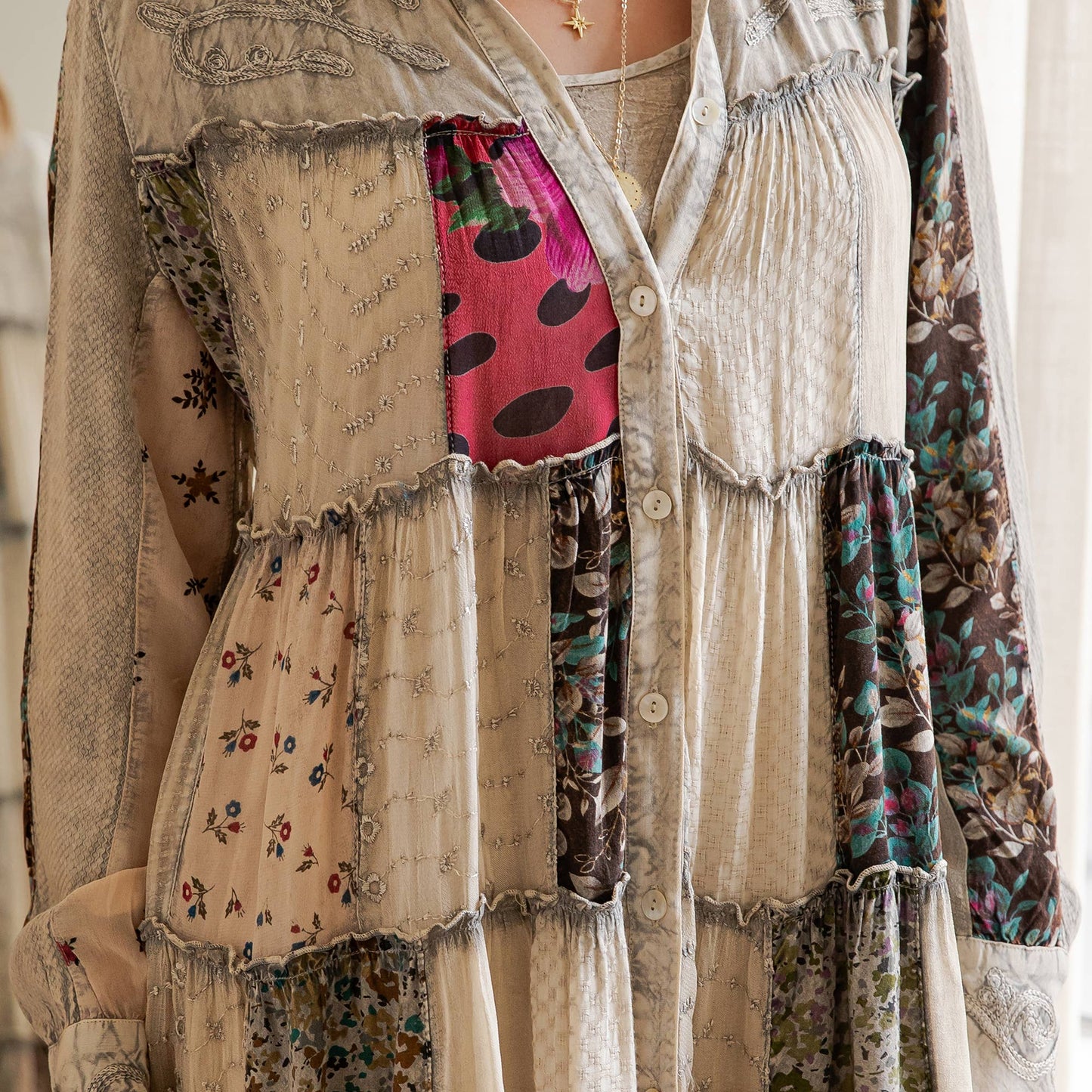 Artisan Embroidered Jhabla Shirt Dress PLUS