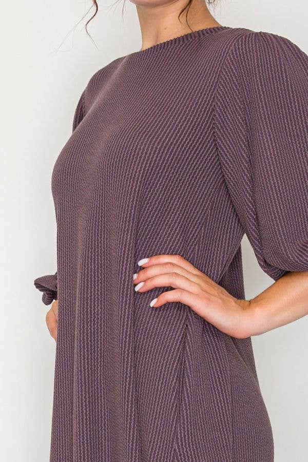 PLUS SIZE CHIC MIDI DRESS WITH BALLOON SLEEVES